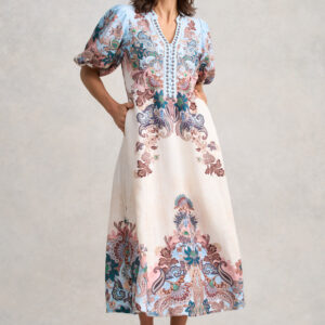 Printed Linen Blend Dress - Chyka Paisley Print
