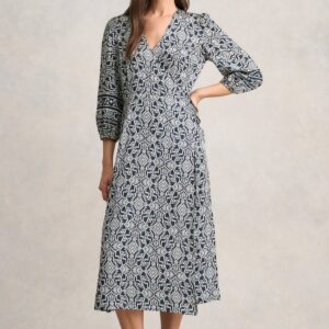 Printed Wrap Dress - Two Tone Print