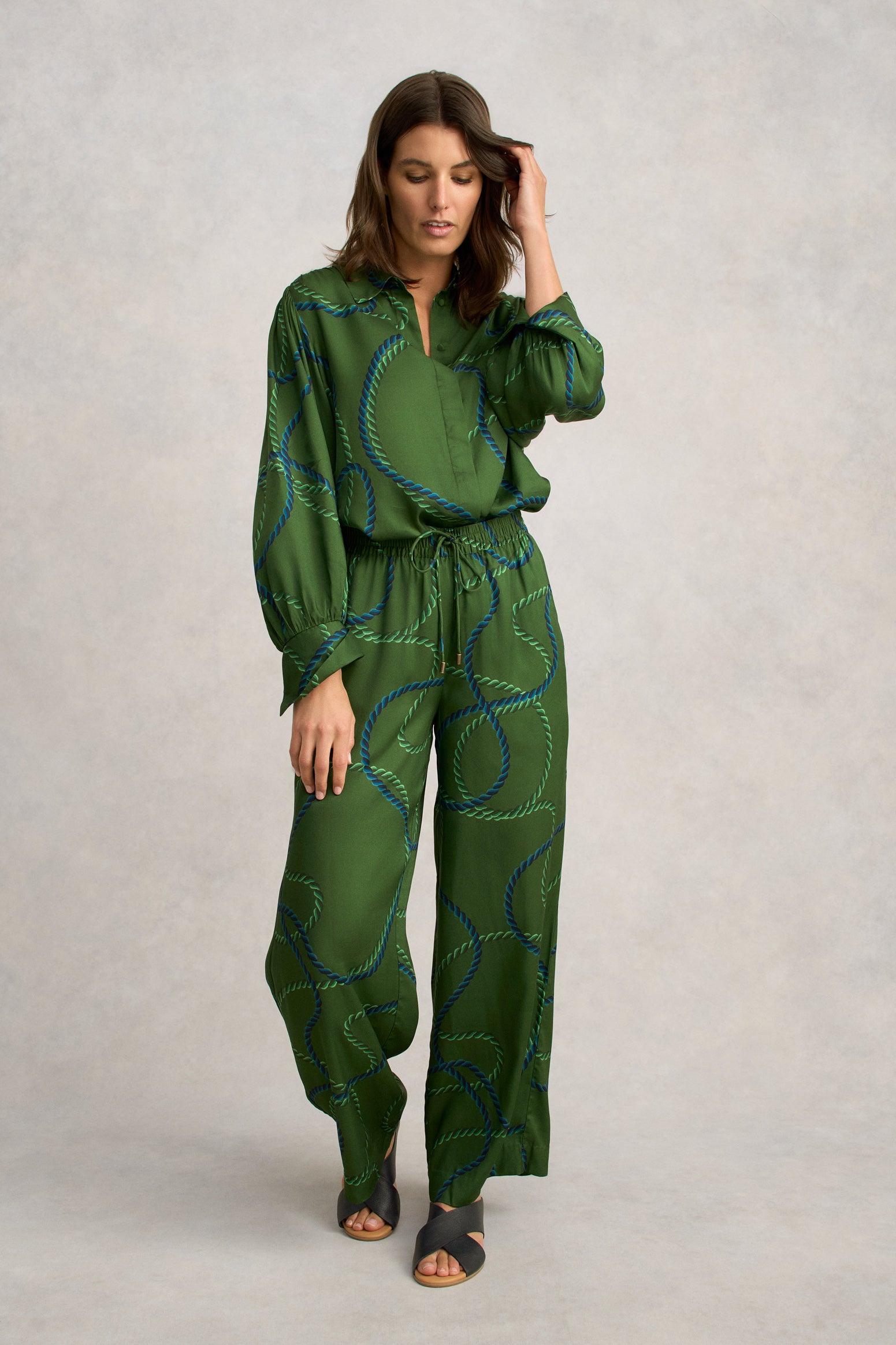 Viscose Pull On Print Pant - Rope Print
