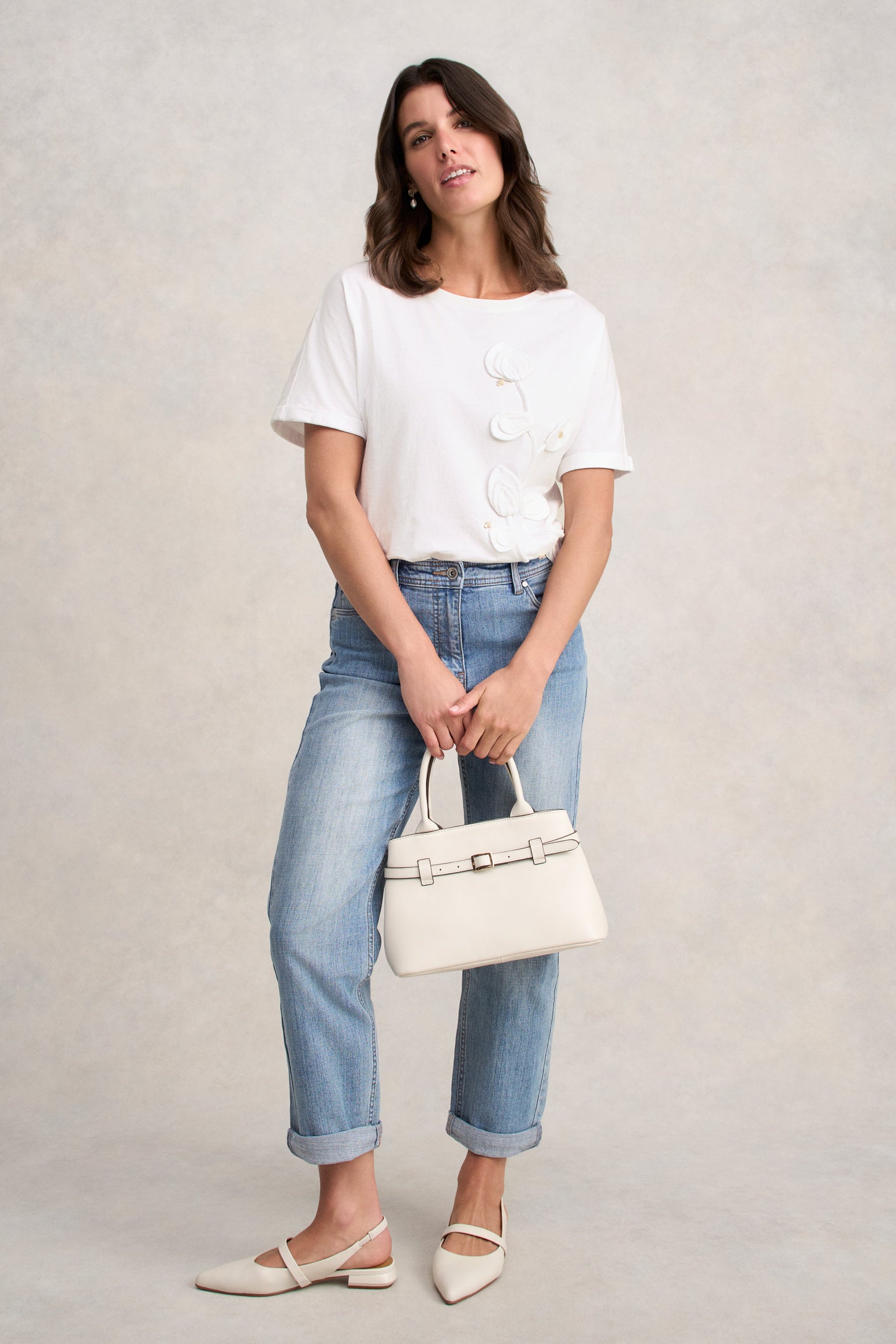 Cotton Appliqué T-Shirt - White