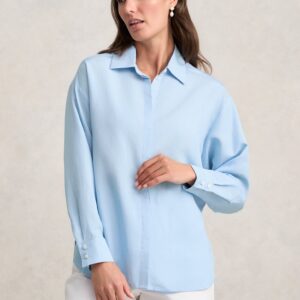 Split Back Relaxed Fit Shirt - Airey Blue