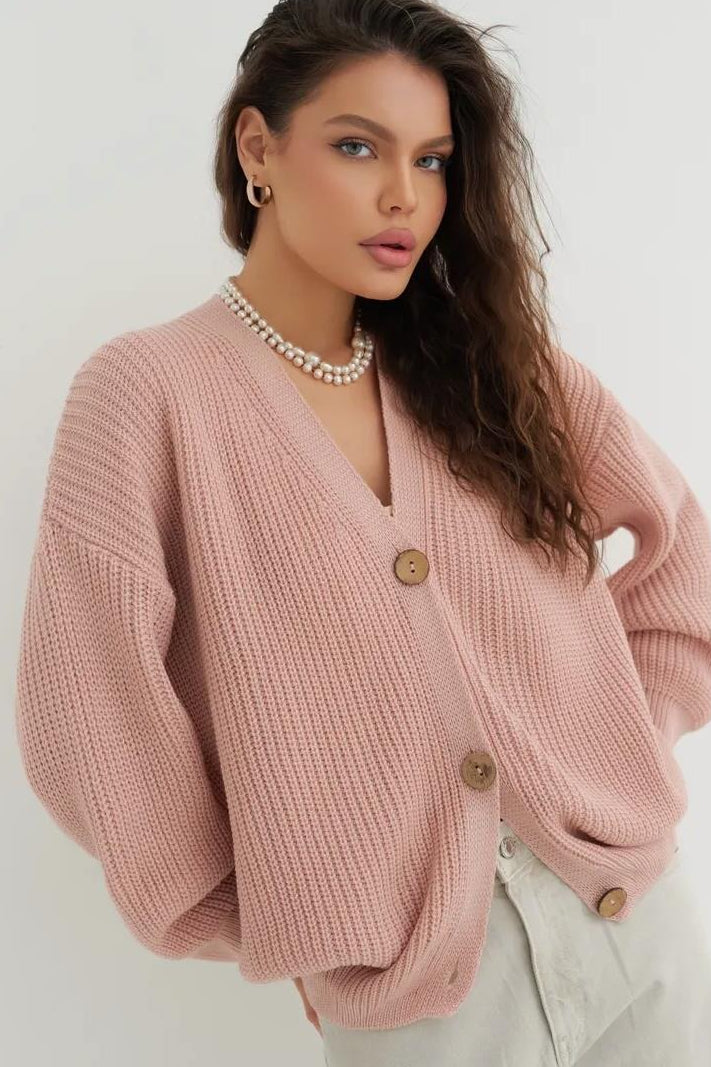 Relaxed Fit Solid Color Cardigan