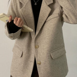 Wool Blend Oversized Longline Blazer