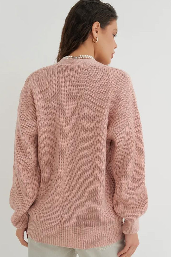 Relaxed Fit Solid Color Cardigan
