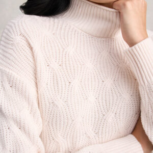 Cable Cotton Blend Jumper - Cream