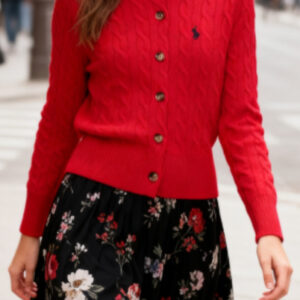 Embroidered Cable Wool Cardigan