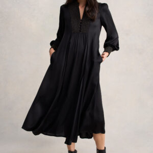 Beaded Smock Dress - Black
