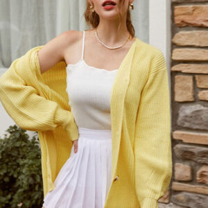 Solid Color Relaxed Knit Cardigan