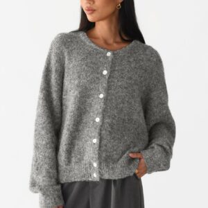 Solid Color Wool Blend Cardigan