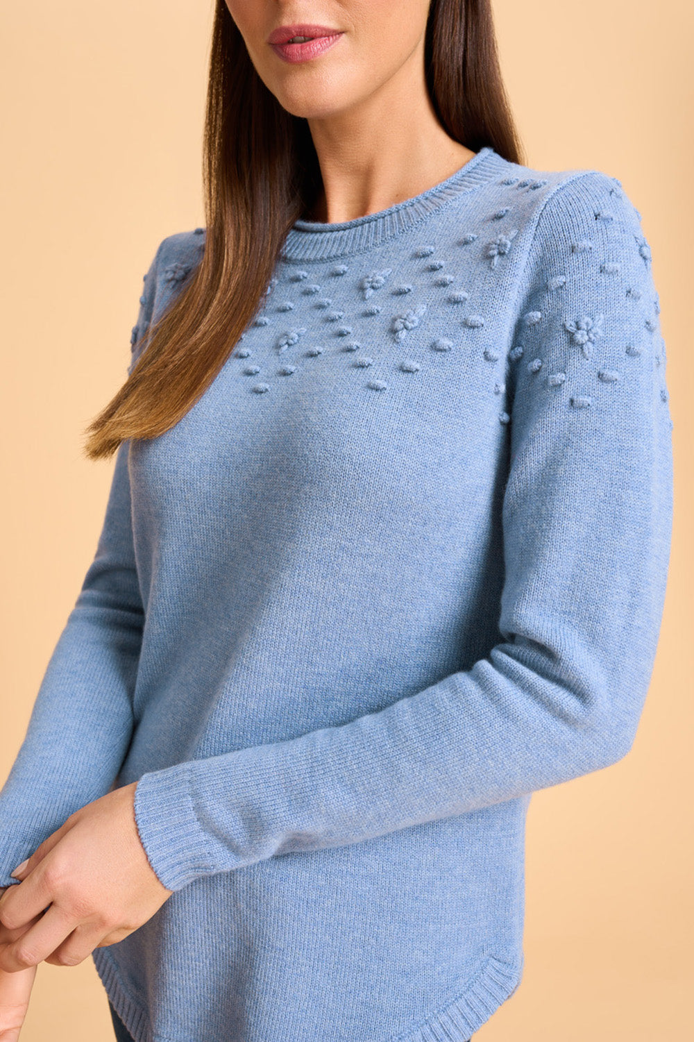 Hand Embroidered Wool Jumper - Periwinkle