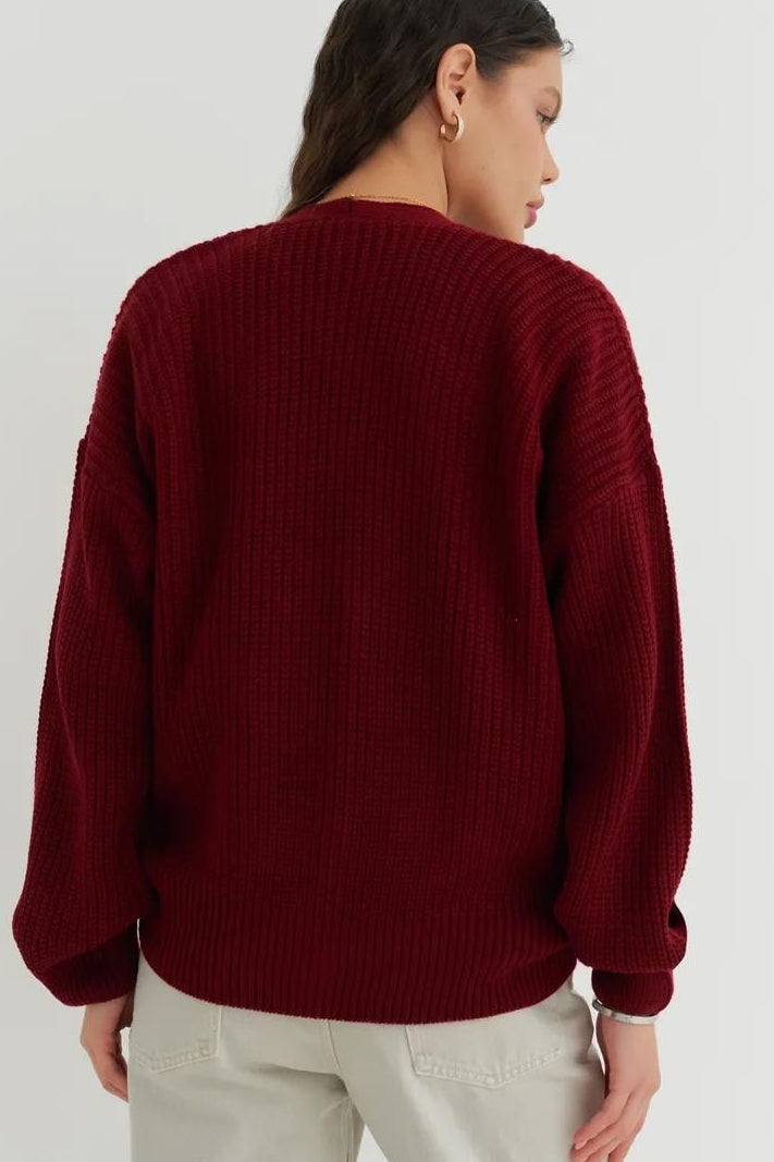 Relaxed Fit Solid Color Cardigan
