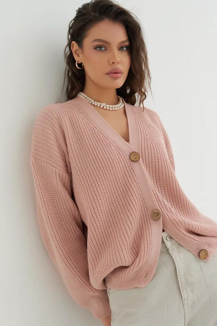 Relaxed Fit Solid Color Cardigan