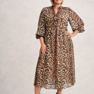 Georgette Print Dress - Leopard Print