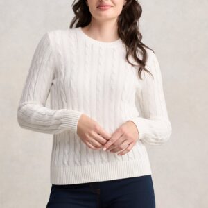 Long Sleeve Cable Knit - Cream