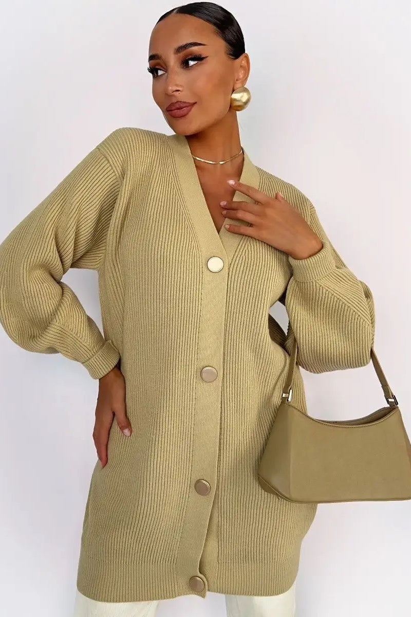 Solid Color Relaxed Knit Cardigan