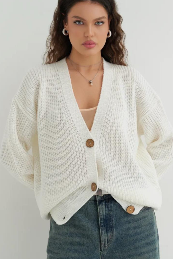 Relaxed Fit Solid Color Cardigan
