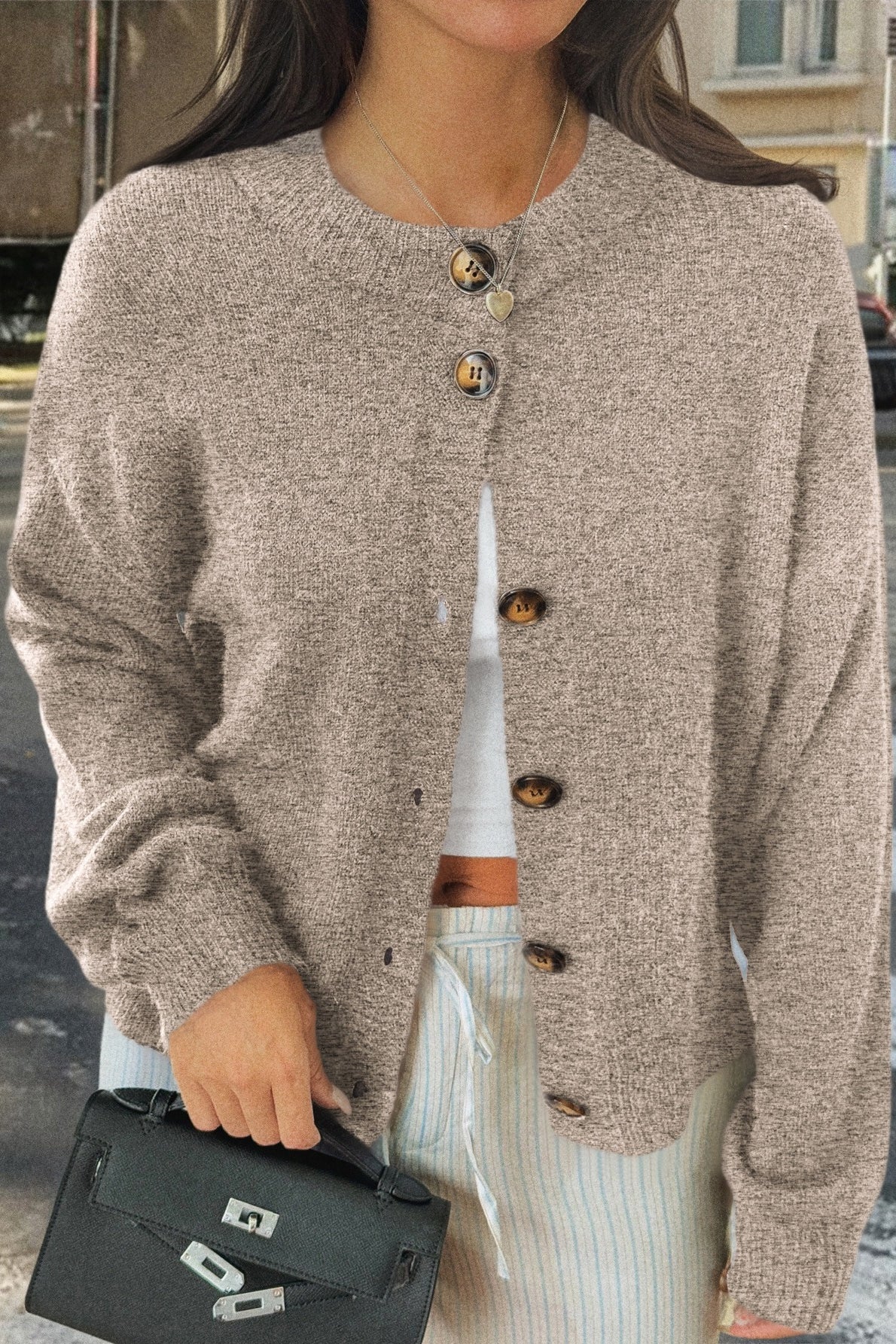 Minimalist Button Long Sleeve Cardigan
