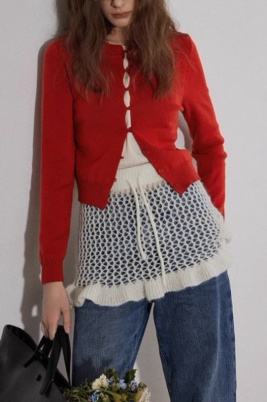 Colorblock Fake Two Piece Cardigan