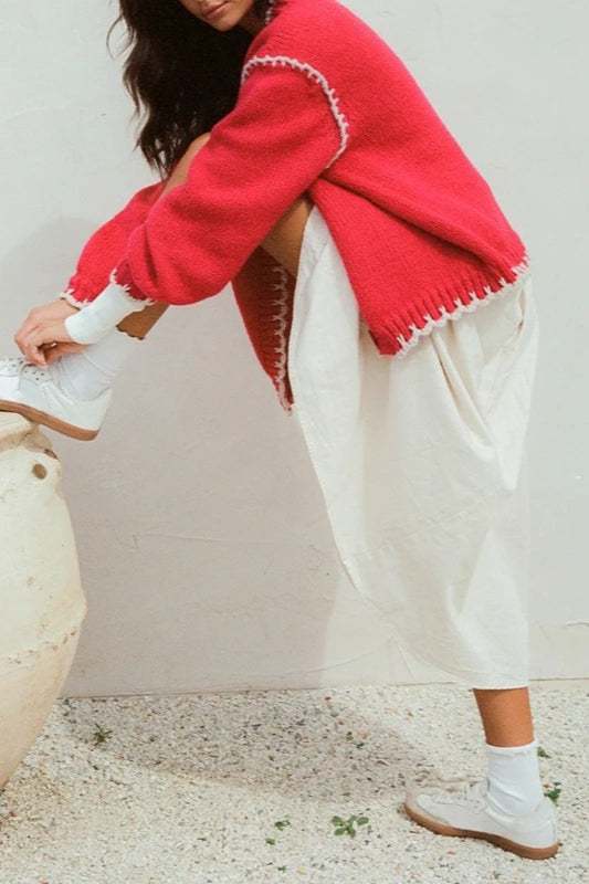 Vintage Cable Knit V Neck Button Cardigan
