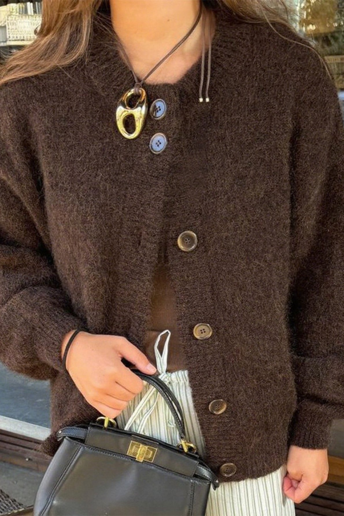 Minimalist Button Long Sleeve Cardigan