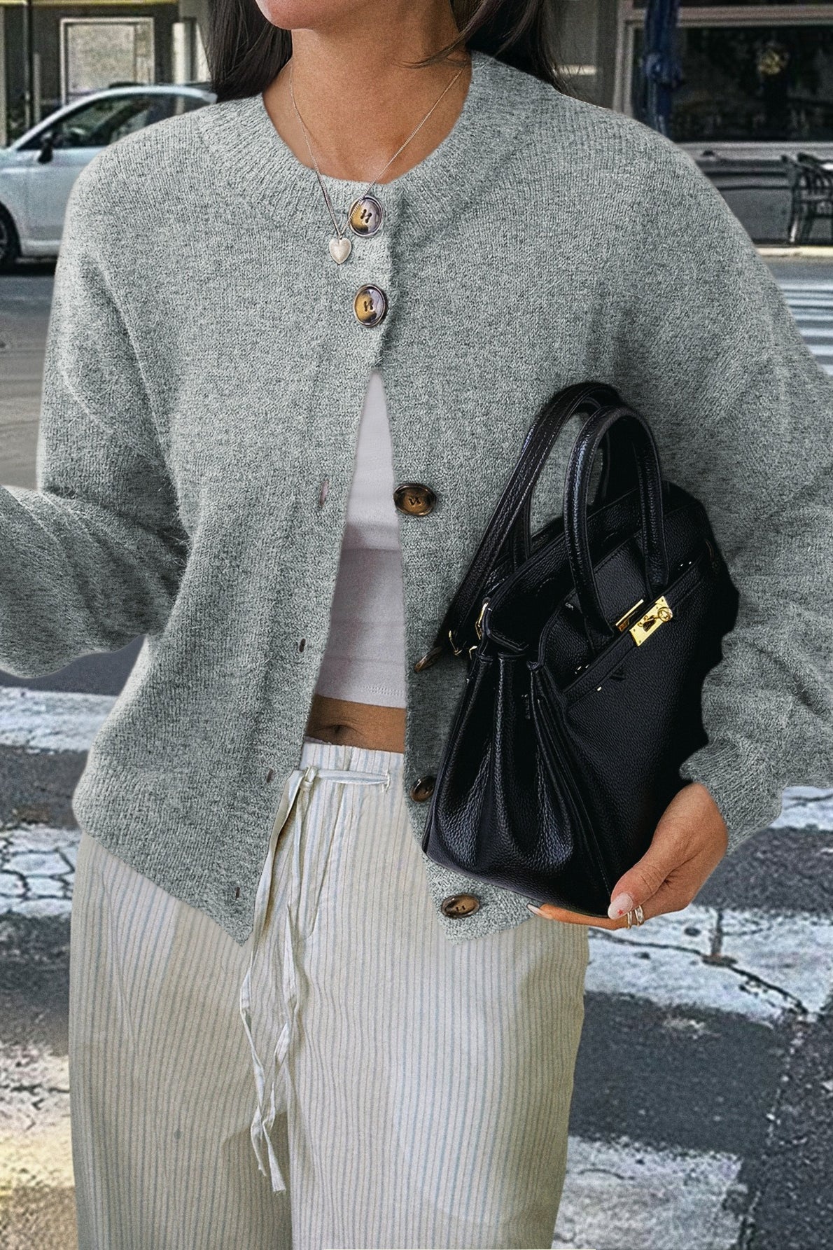 Minimalist Button Long Sleeve Cardigan