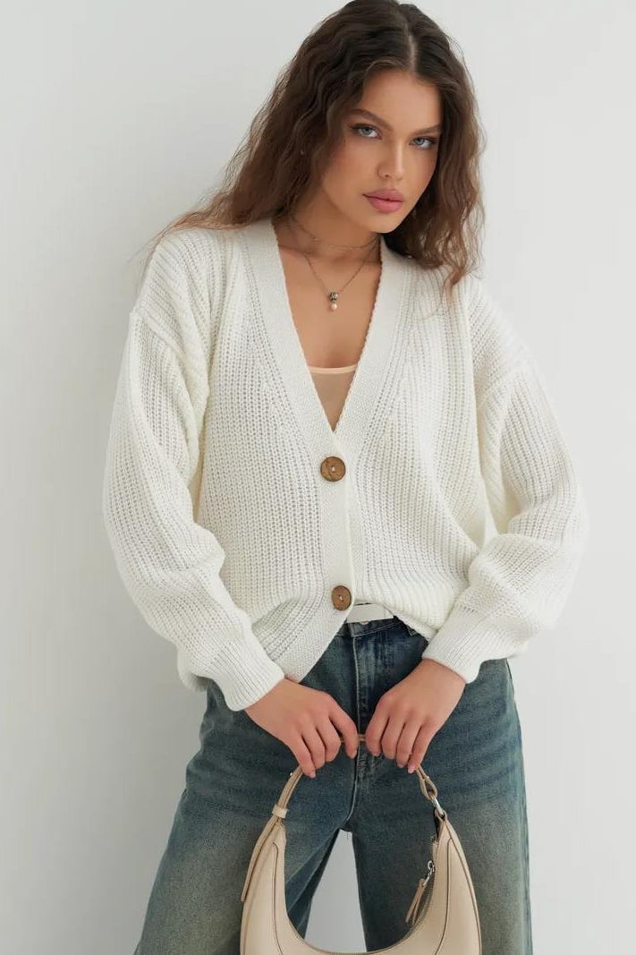 Relaxed Fit Solid Color Cardigan