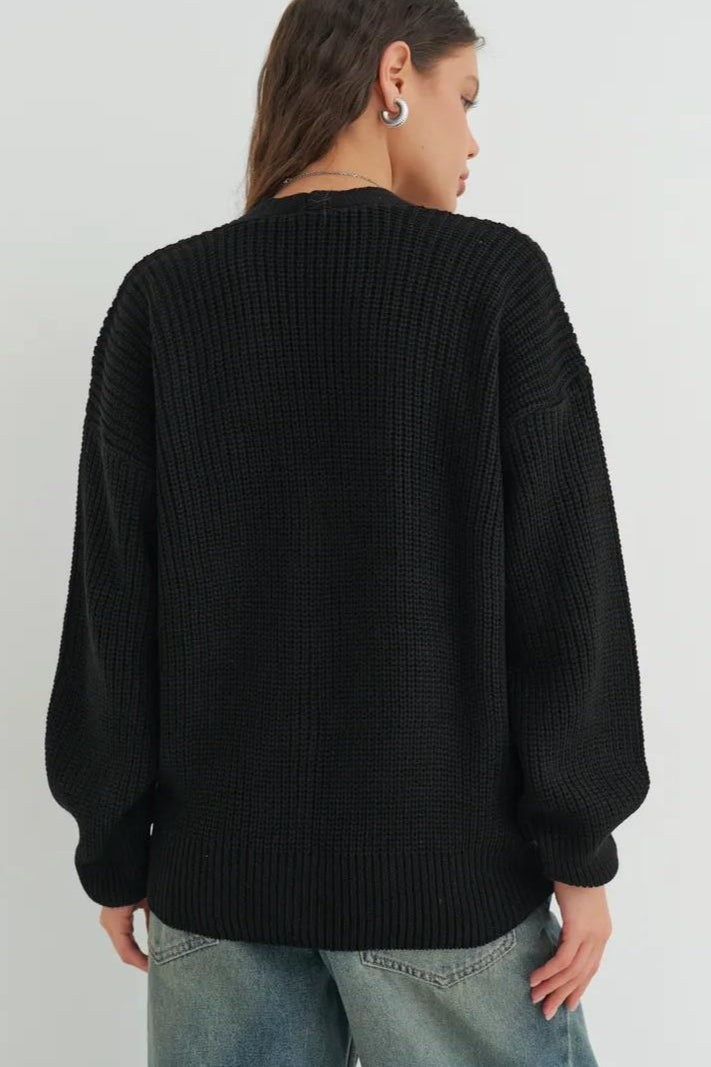 Relaxed Fit Solid Color Cardigan