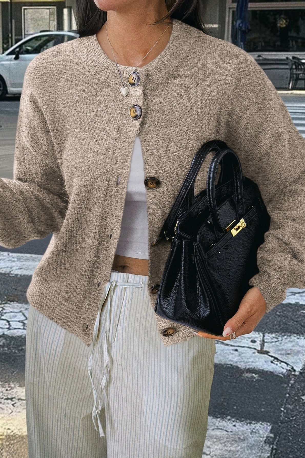 Minimalist Button Long Sleeve Cardigan