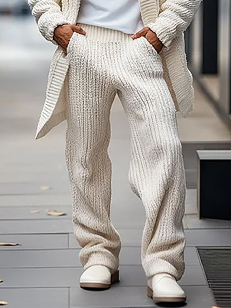 Men's Casual Loose Solid Color Knit Pants