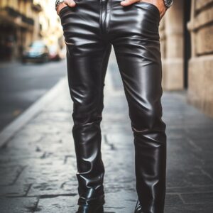 Stylish Casual Solid Leather Pants